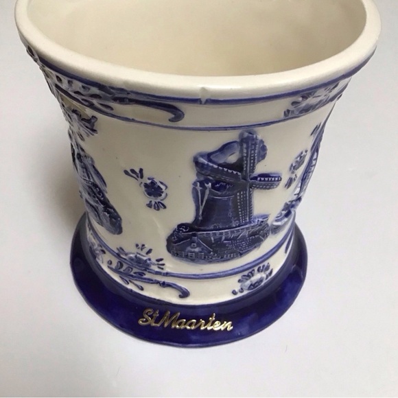 Delft Blue Holland Coffee Mug Handmade Tea Cup St. Maarten Windmill Vintage 4” - Picture 8 of 15